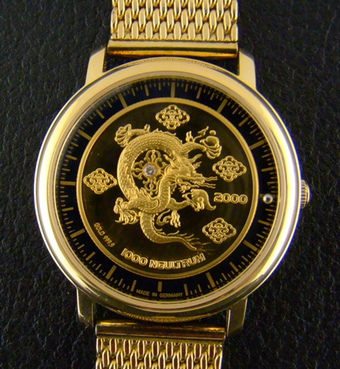 (image for) Gold Crest Watch With "999.9" Pure Gold Dial - Men Size